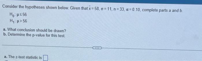 Solved Consider The Hypotheses Shown Below. Given That | Chegg.com