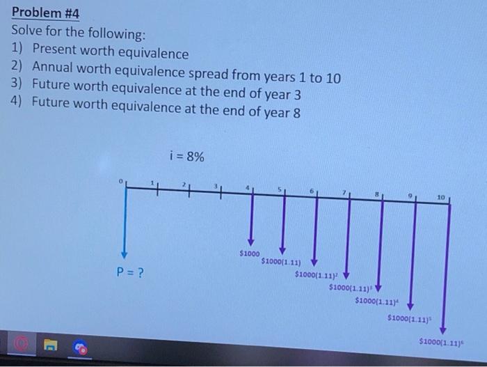 Solved Problem #4 Solve for the following: 1) Present worth | Chegg.com