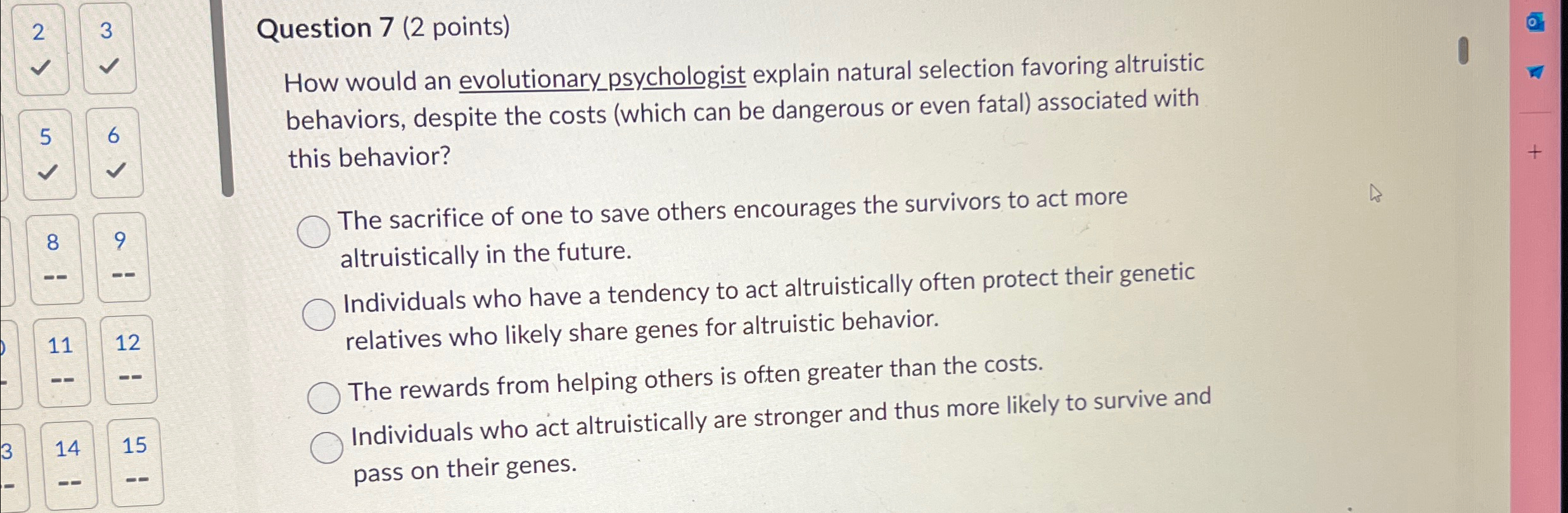 Solved 23Question 7 (2 ﻿points)How would an evolutionary | Chegg.com
