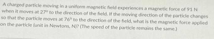 Solved A charged particle moving in a uniform magnetic field | Chegg.com