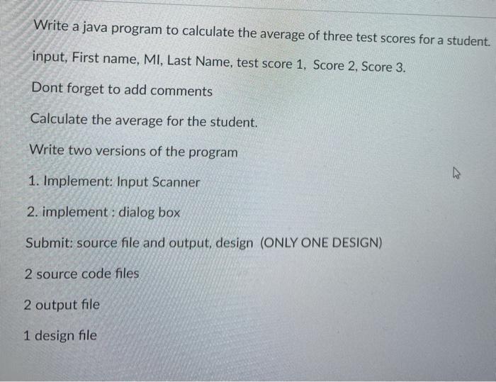 Solved Write a java program to calculate the average of | Chegg.com
