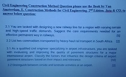 Solved Civil Engineering Construction Method Question please | Chegg.com