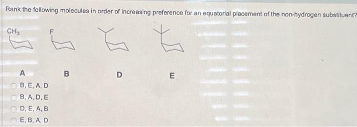 Solved Rank the following molecules in order of increasing | Chegg.com