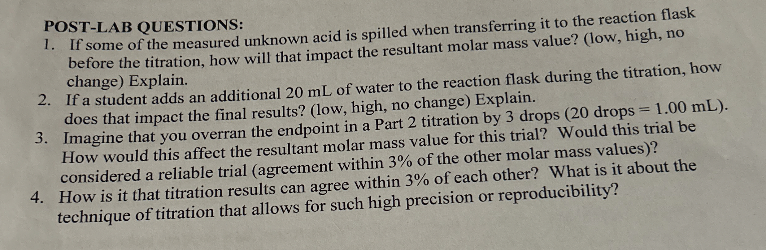 [Solved] POSTLAB QUESTIONS If some of the measured unknow