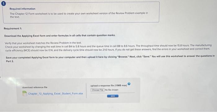 Solved Required information The Chapter 12 Form worksheet is | Chegg.com