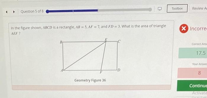 Solved In the figure shown, ABCD is a rectangle, AB=5,AF=7, | Chegg.com