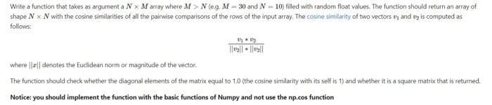 Solved Write a function that takes as argument a N×M array | Chegg.com