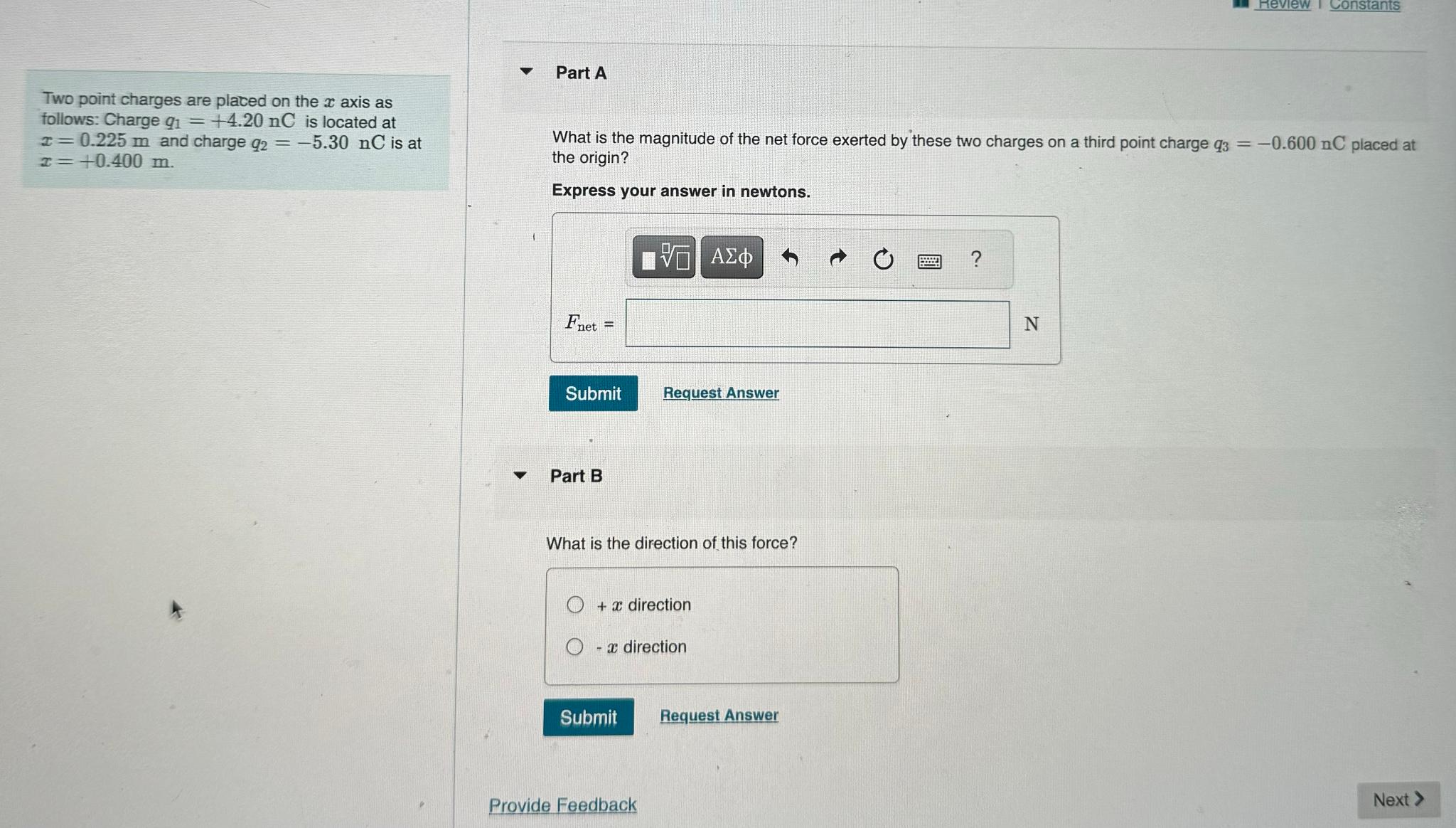 Solved Two point charges are placed on the x ﻿axis as | Chegg.com