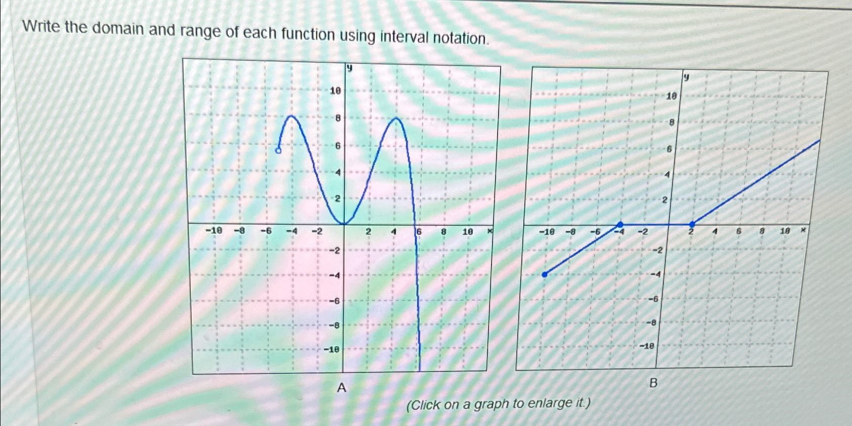 Solved Write the domain and range of each function using | Chegg.com