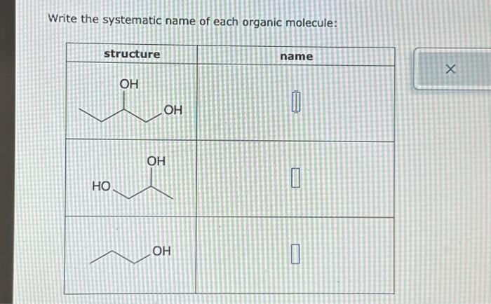 Solved Write the systematic name of each organic molecule: | Chegg.com