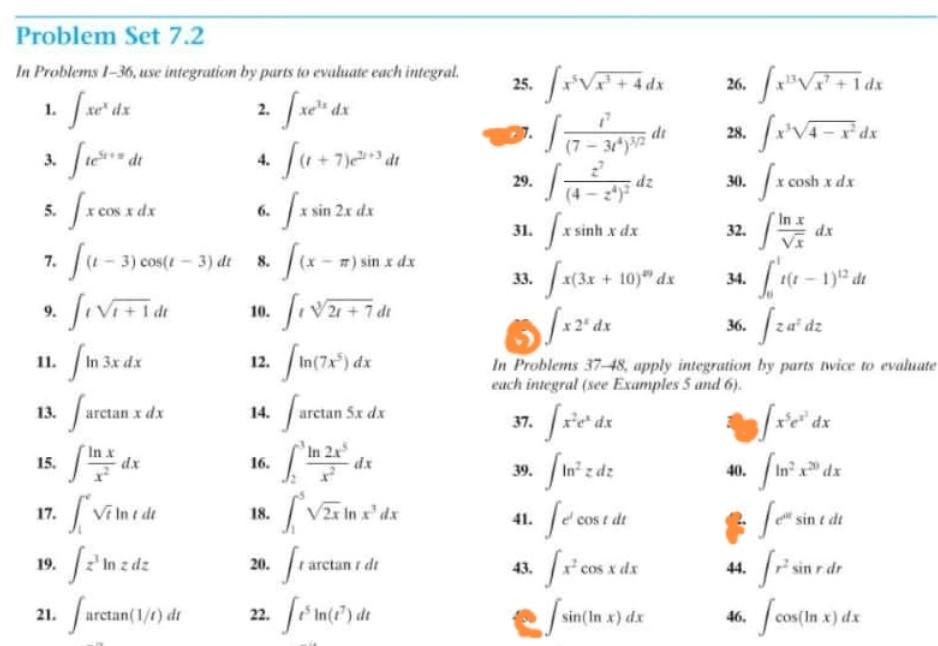 Solved In Problems 1-36, use integration by paris to | Chegg.com