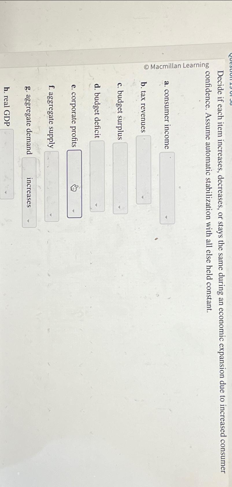Solved Decide if each item increases, decreases, or stays | Chegg.com