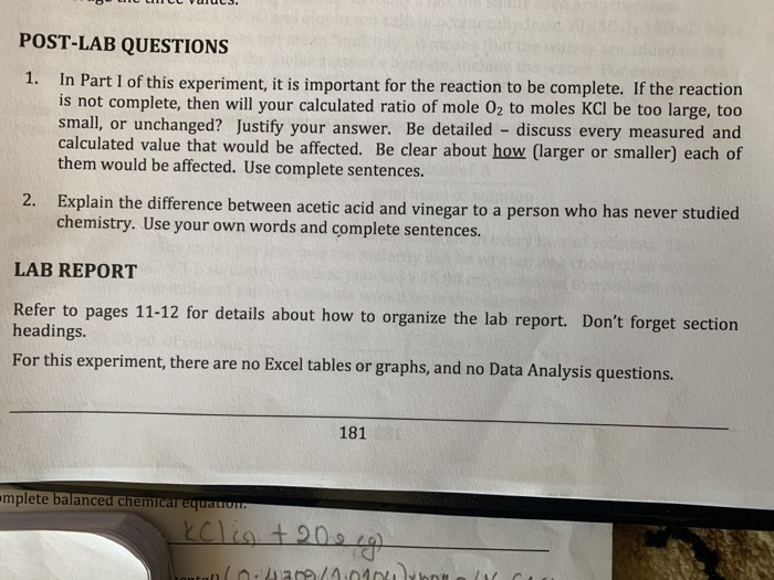 post lab questions experiment 1