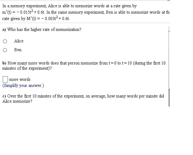 Solved In A Memory Experiment Alice Is Able To Memorize Chegg Com