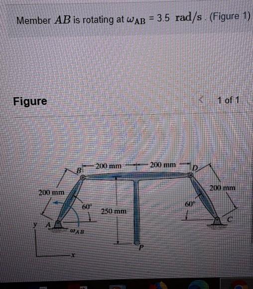 Solved Member AB is rotating at waB = 3.5 rad/s. (Figure 1) | Chegg.com