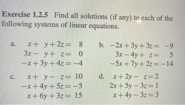 Solved Exercise 1 2 5 Find All Solutions If Any To Each Of