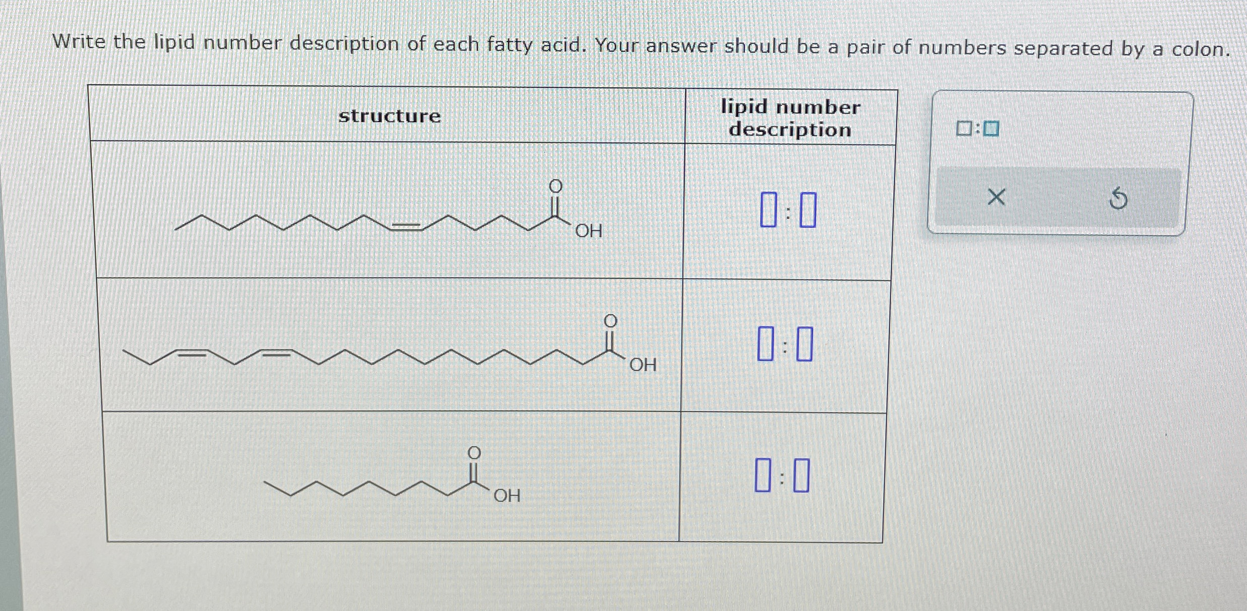Solved Write the lipid number description of each fatty | Chegg.com