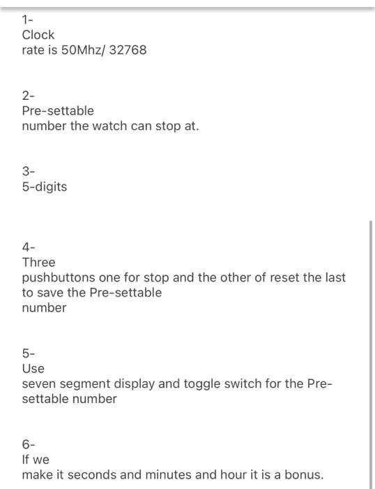 design a clock timer with the following tasks draw it | Chegg.com