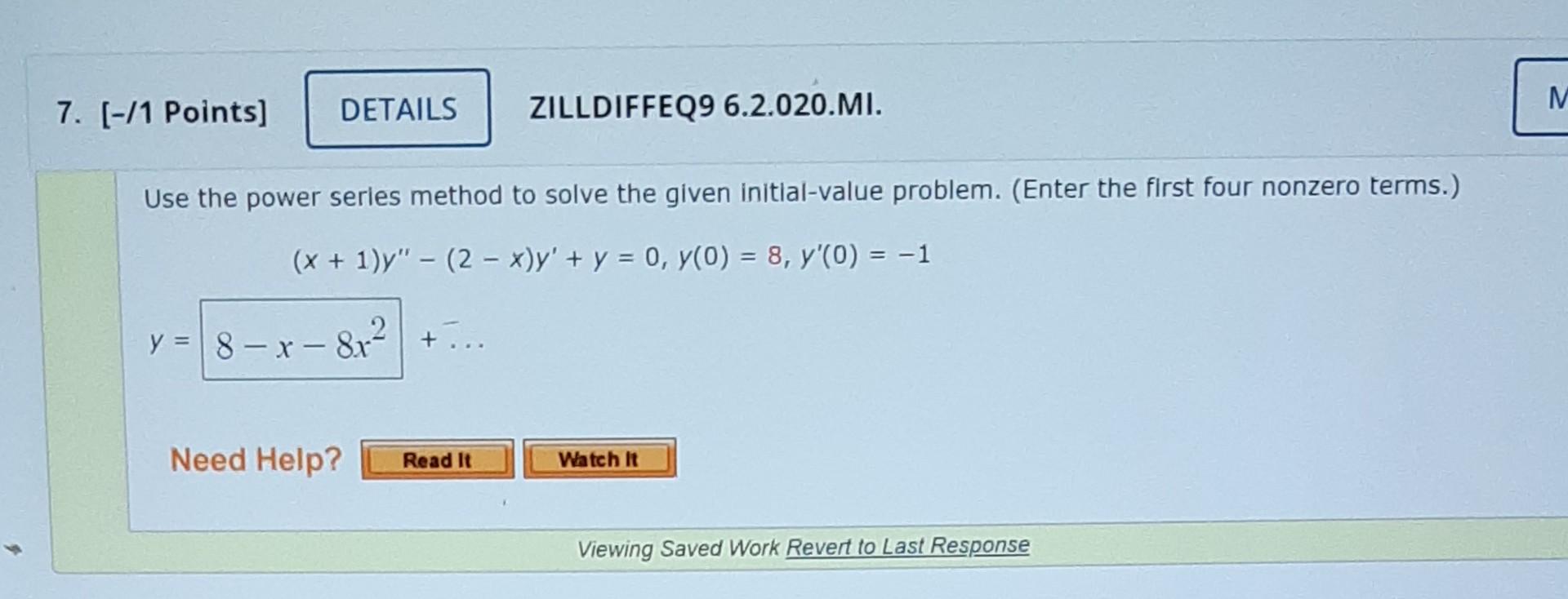 Solved Use The Power Series Method To Solve The Given | Chegg.com