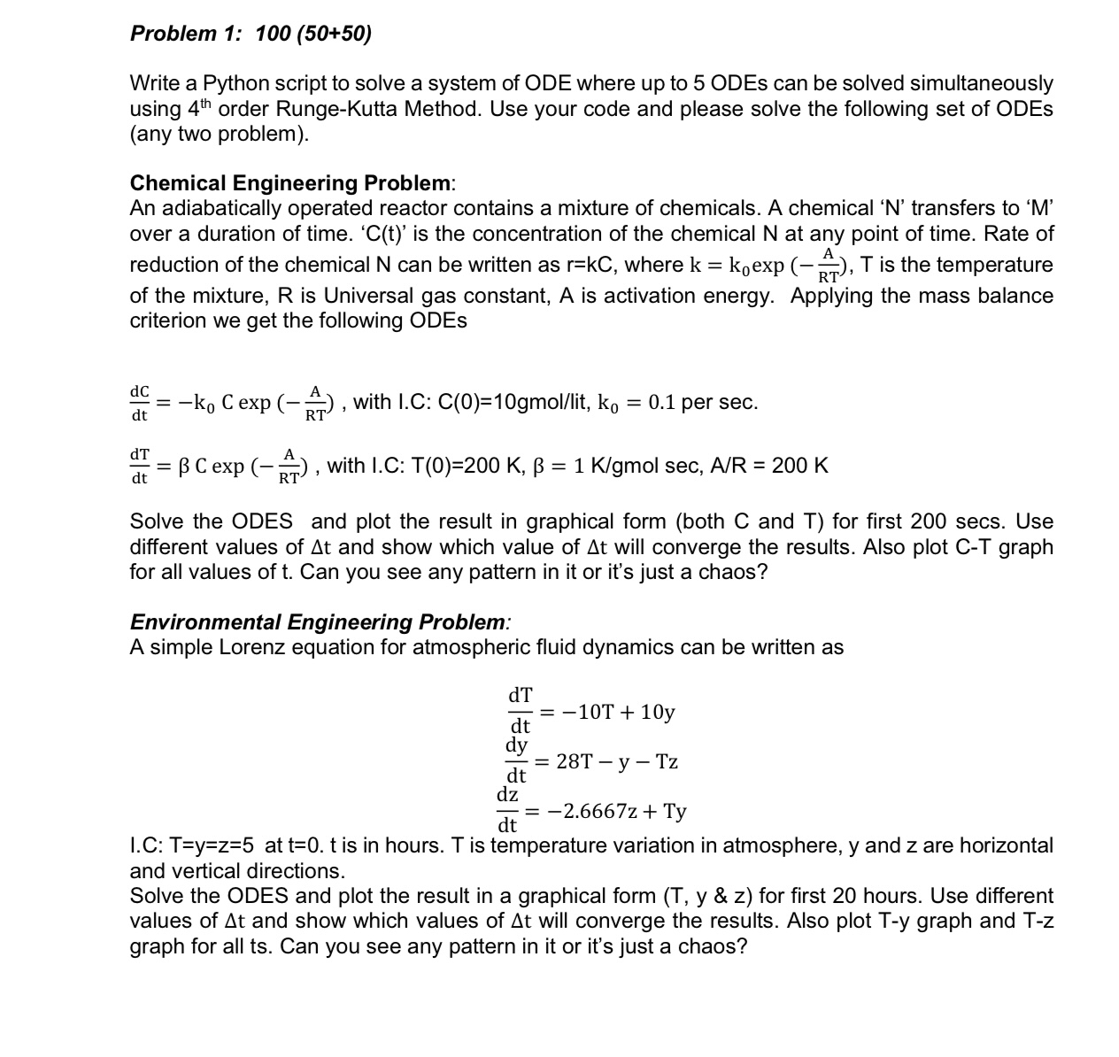 Solved Problem 1: 100(50+50)Write a Python script to solve a | Chegg.com