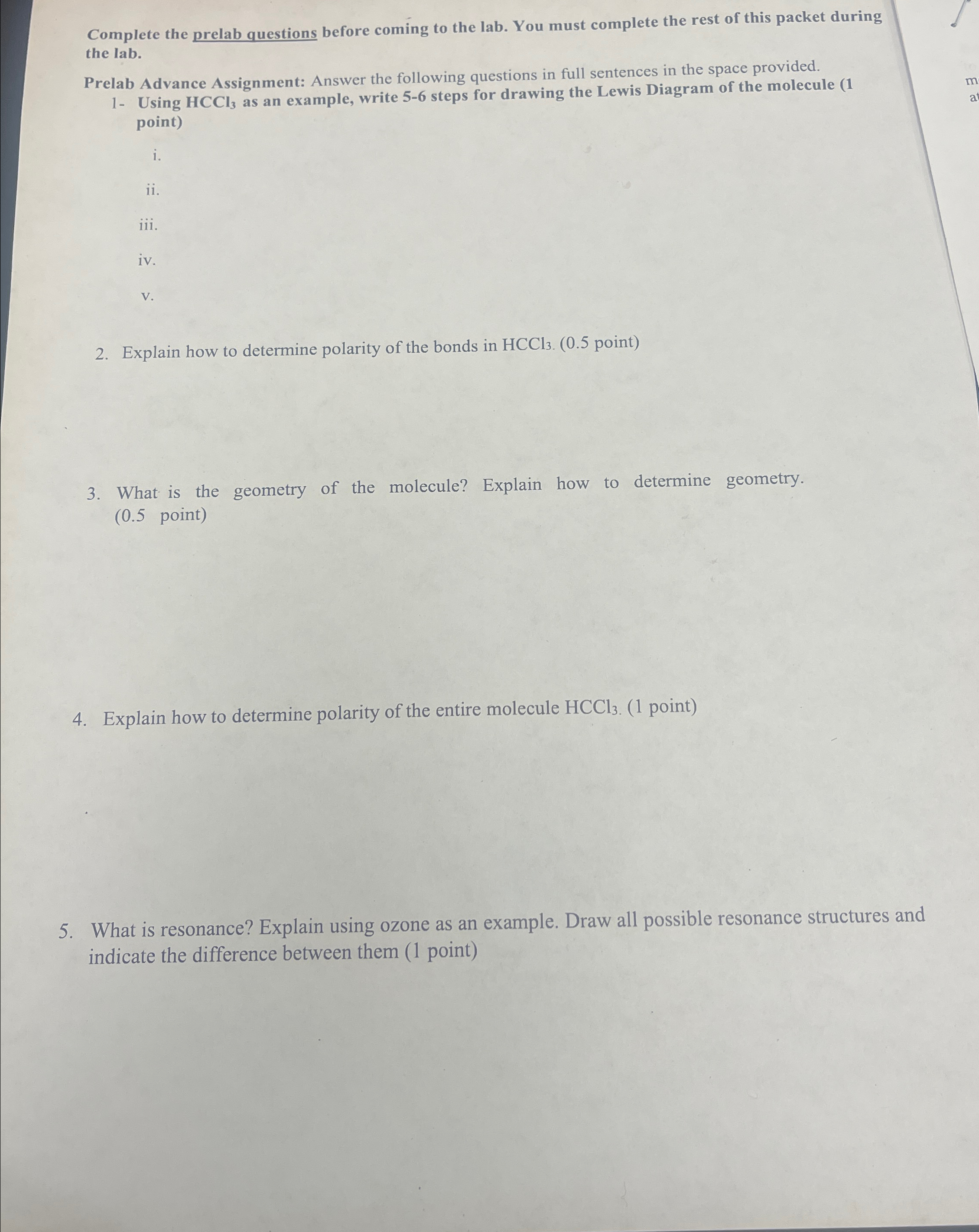 Solved Complete the prelab questions before coming to the | Chegg.com