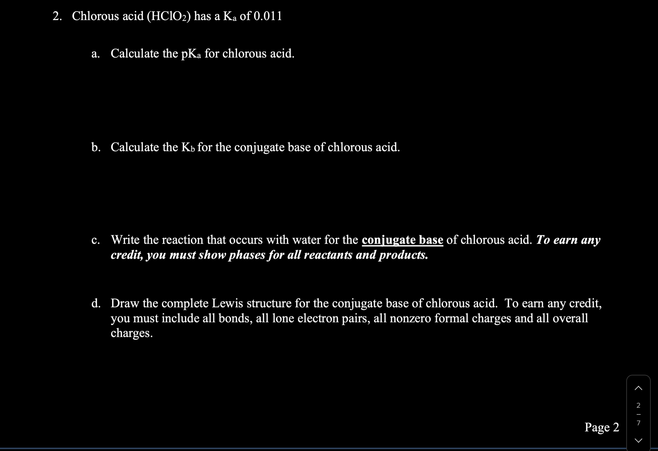 Solved Chlorous acid (HClO2) ﻿has a Ka ﻿of 0.011a. | Chegg.com