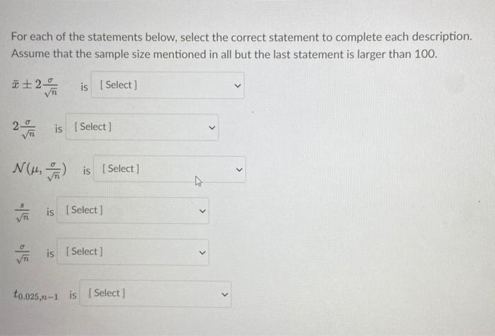Solved For each of the statements below, select the correct | Chegg.com