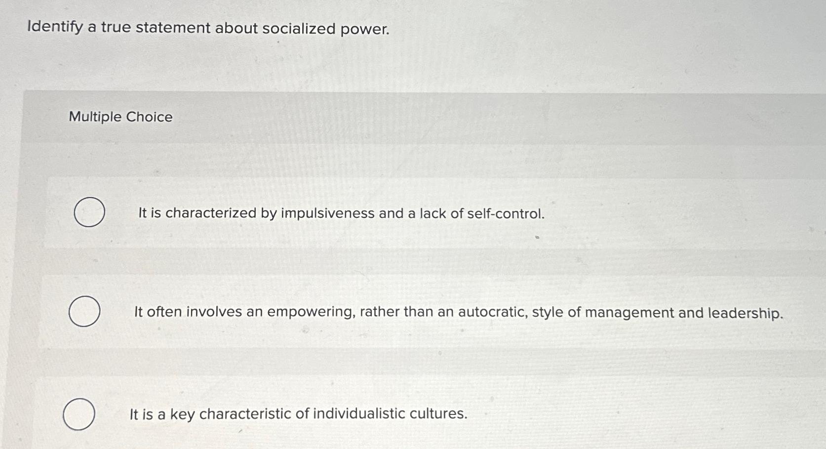 Solved Identify a true statement about socialized | Chegg.com