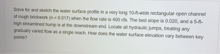 Solved Solve for and sketch the water surface profile in a | Chegg.com