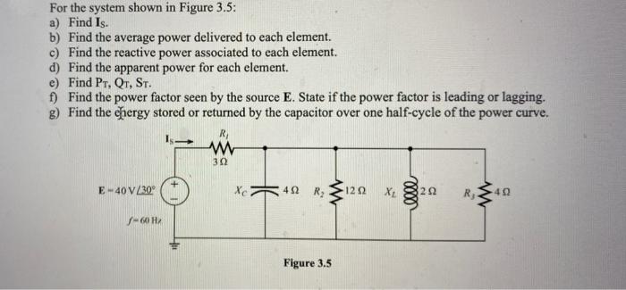 Solved For the system shown in Figure 3.5: a) Find Is. b) | Chegg.com