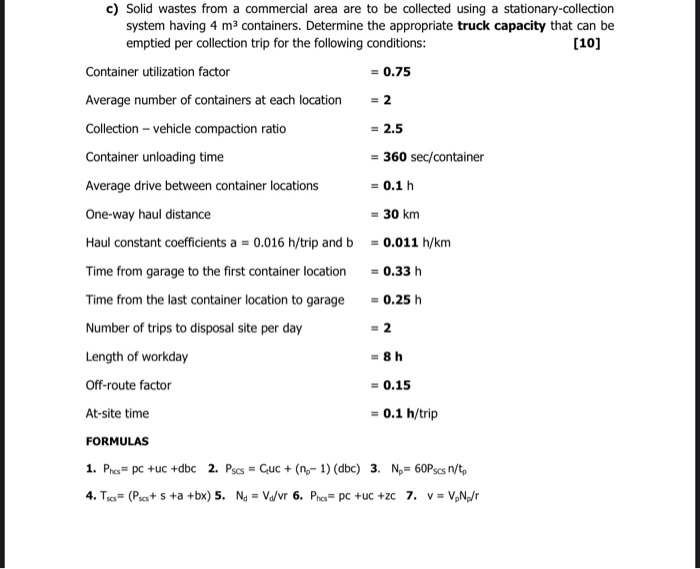 Solved B Calculate The Number Of Trucks N And Truck Chegg Com