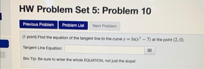 Solved HW Problem Set 5: Problem 5 Previous Problem Problem | Chegg.com
