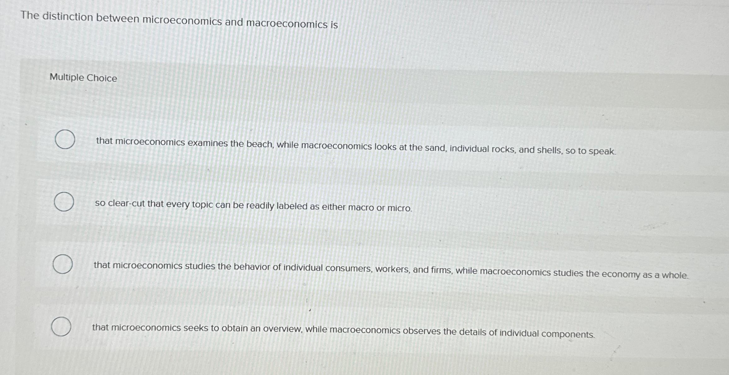 Solved The Distinction Between Microeconomics And | Chegg.com