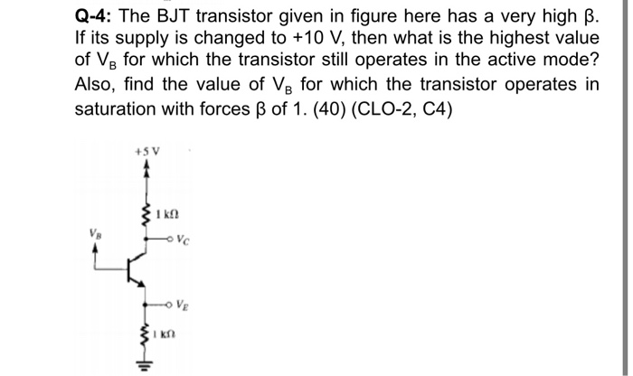 Solved Q 4 The Bjt Transistor Given In Figure Here Has A Chegg Com