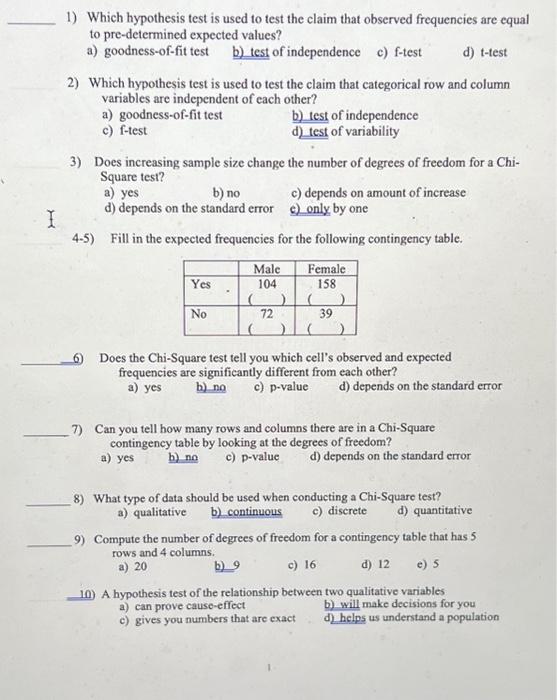 Solved 1) Which hypothesis test is used to test the claim | Chegg.com
