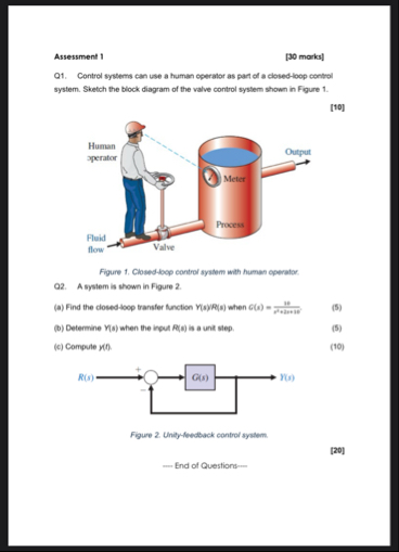 Assessment 1[30 ﻿morks]Q1. ﻿Control systems can use a | Chegg.com