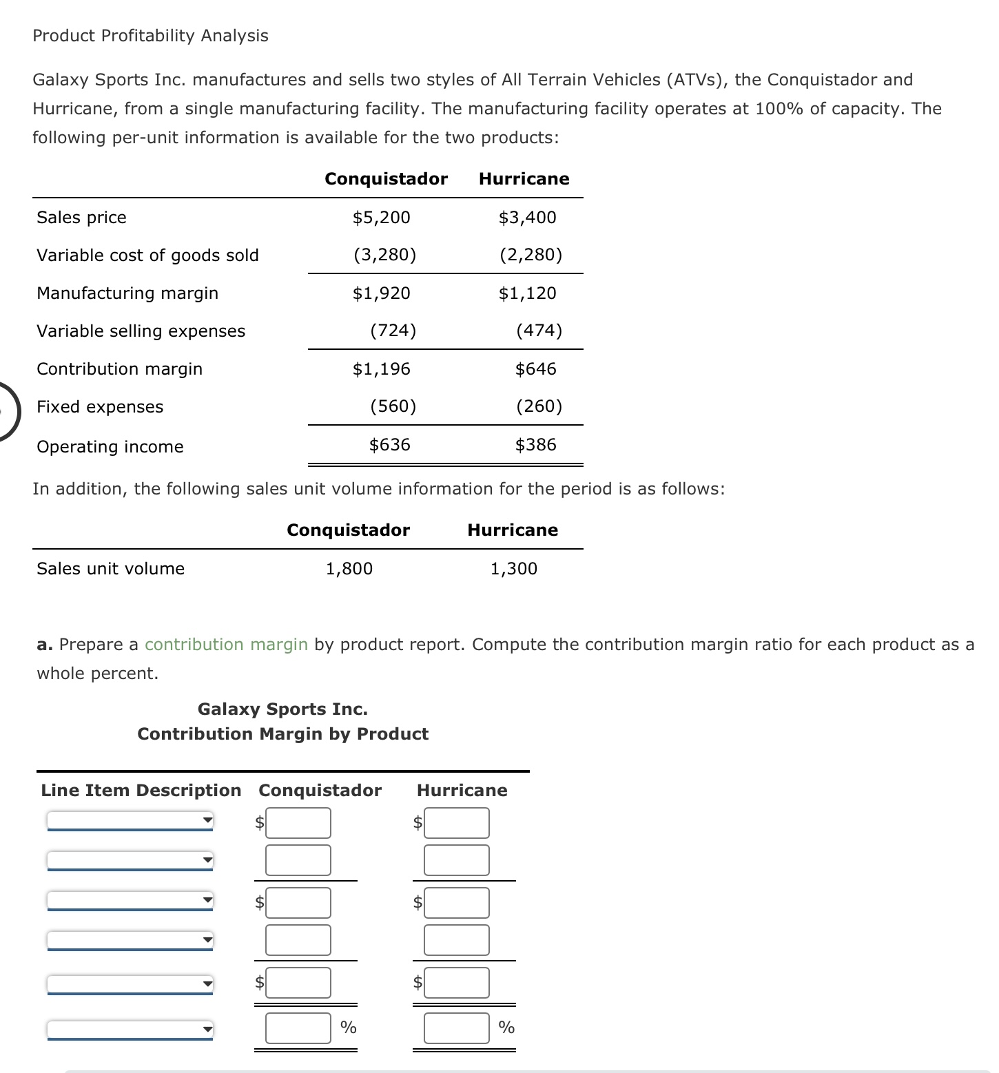 Solved Product Profitability Analysisgalaxy Sports Inc Chegg Solved Product Profitability Analysisgalaxy Sports Inc Chegg