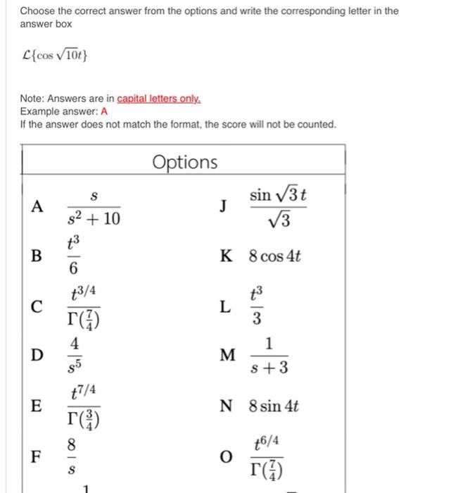 Solved Choose the correct answer from the options and write | Chegg.com