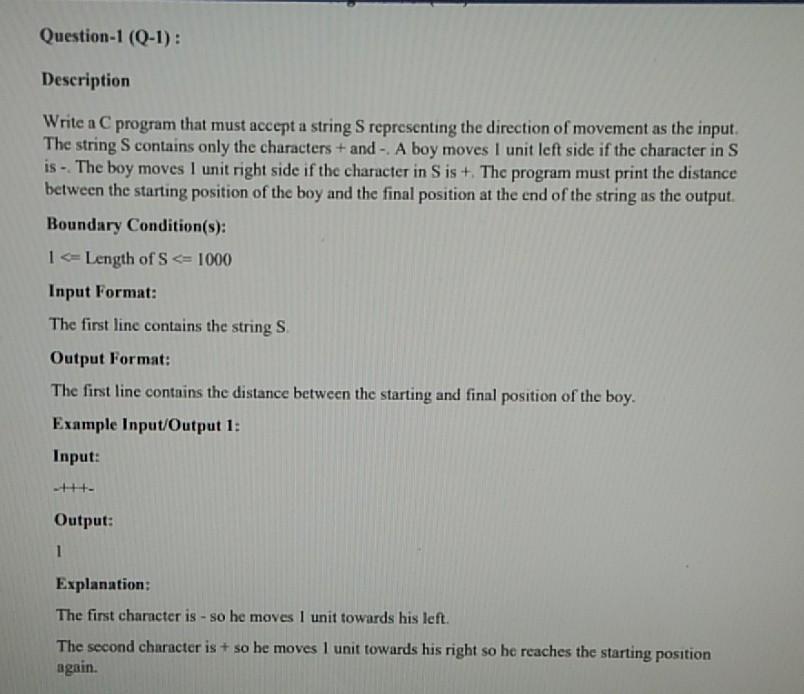 Solved Question-1 (0-1): Description - Write a C program | Chegg.com
