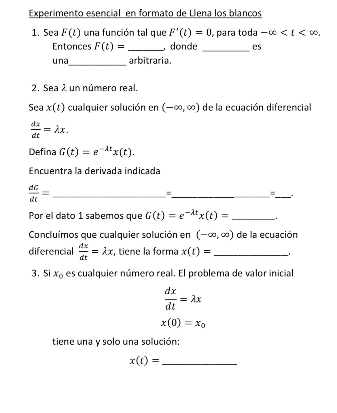 Solved Experimento esencial en formato de Llena los | Chegg.com