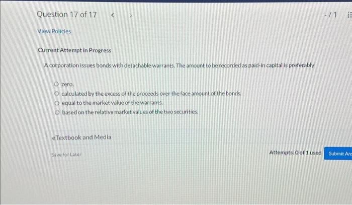 Solved Current Attempt in Progress A corporation issues | Chegg.com