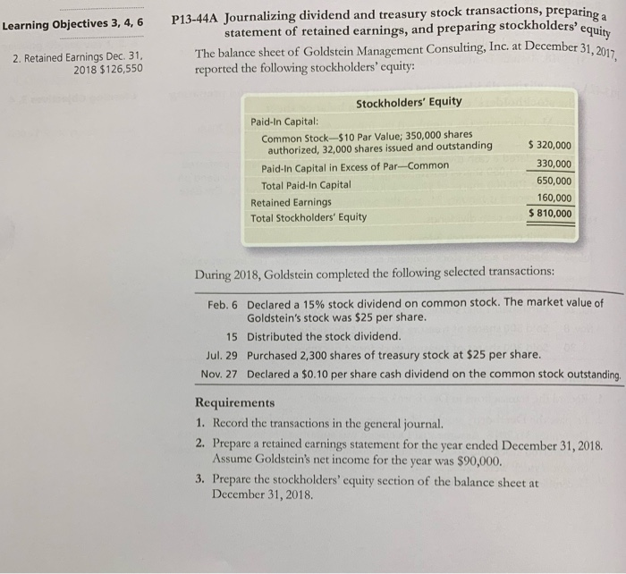 Solved P A Journalizing Dividend And Treasury Stock Chegg Com