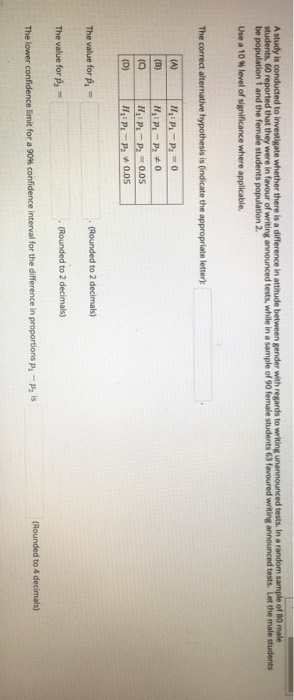 Solved A study is conducted to investigate whether there is | Chegg.com