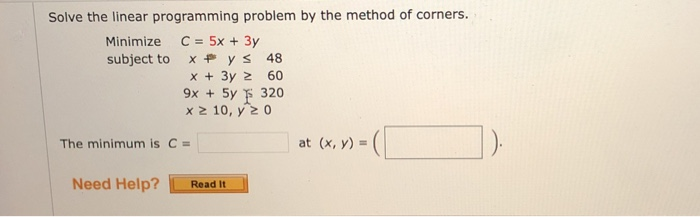 Solved Solve the linear programming problem by the method of | Chegg.com