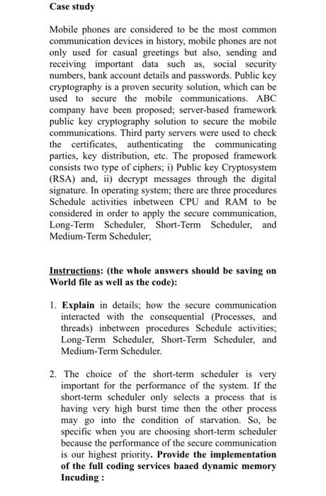 Solved Case study Mobile phones are considered to be the | Chegg.com