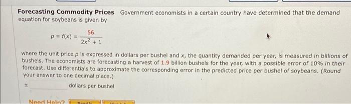 Solved Forecasting Commodity Prices Government Economists In | Chegg.com