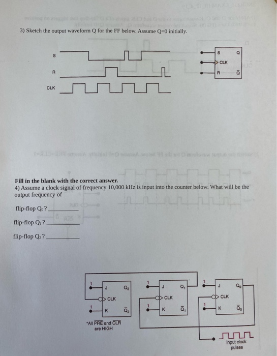 Solved 1) Apply the D and CLK waveforms to the D and CLK | Chegg.com