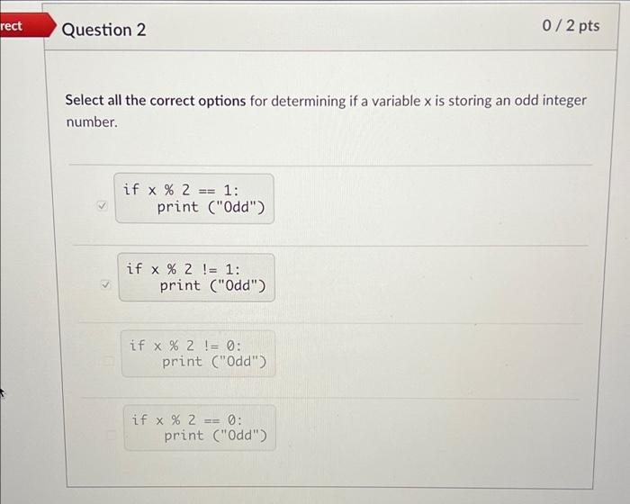 Solved rect Question 2 0/2 pts Select all the correct | Chegg.com