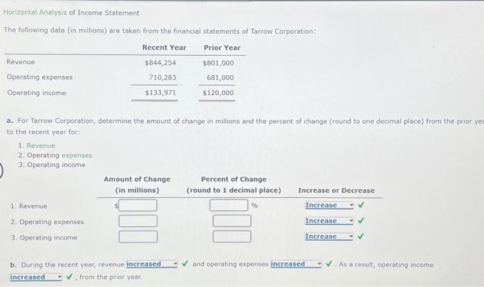 Solved Horizontal Analysis of Income Statement The following | Chegg.com