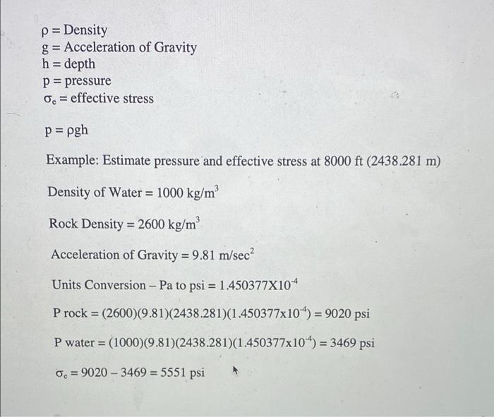 Solved p = Density g= Acceleration of Gravity h = depth p = | Chegg.com